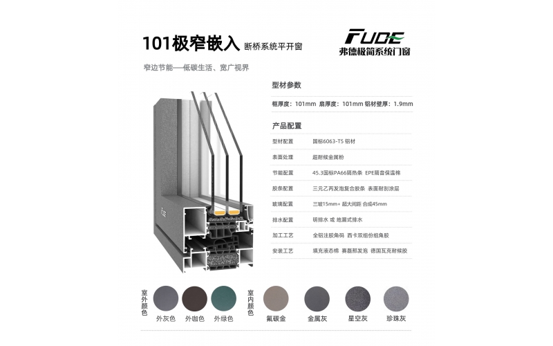101極窄嵌入斷橋系統窗